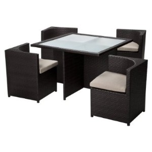 Rolston 5-Piece Wicker Patio Square Dining Furniture Set | Unique ...